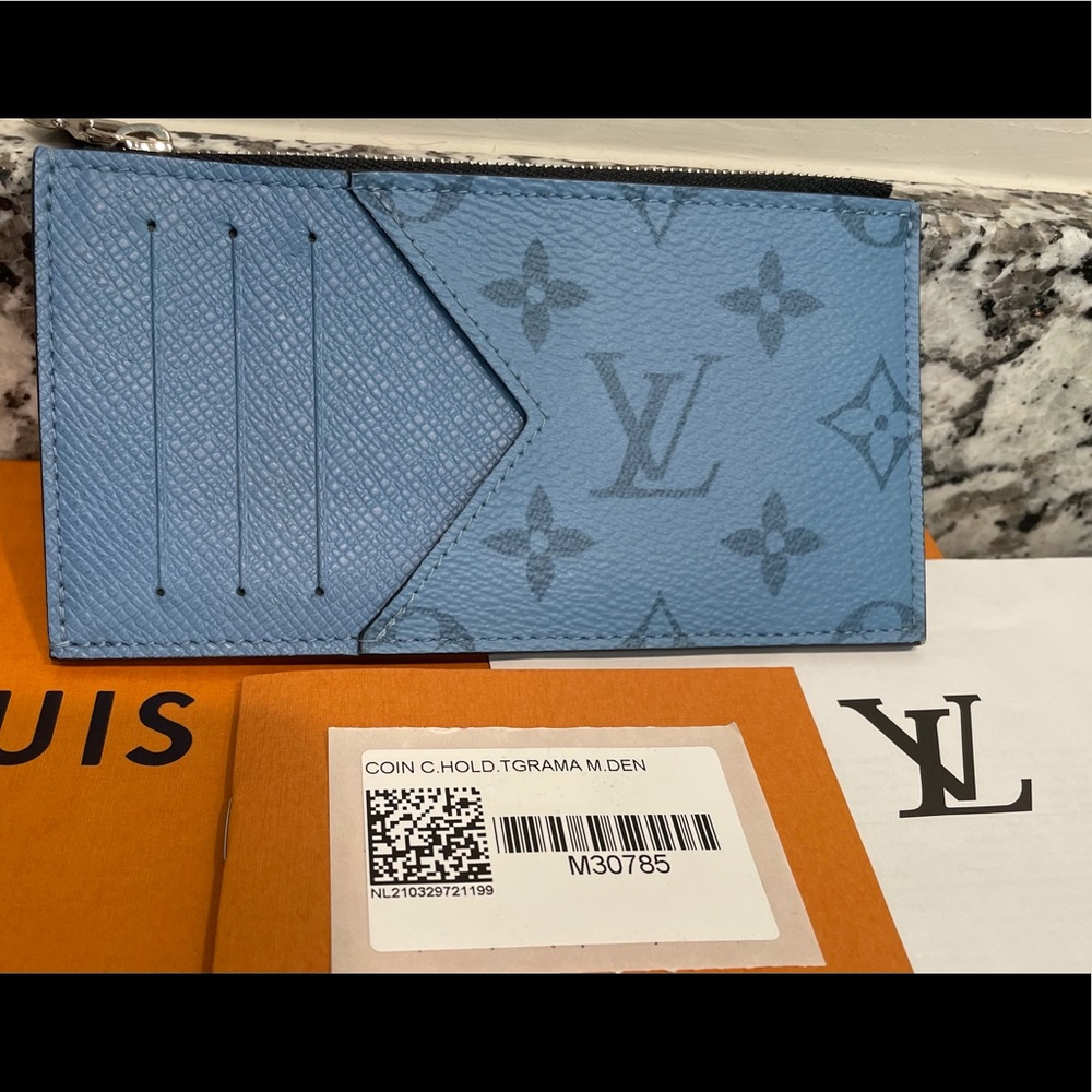 Monogram Taiga coin cardholder in denim